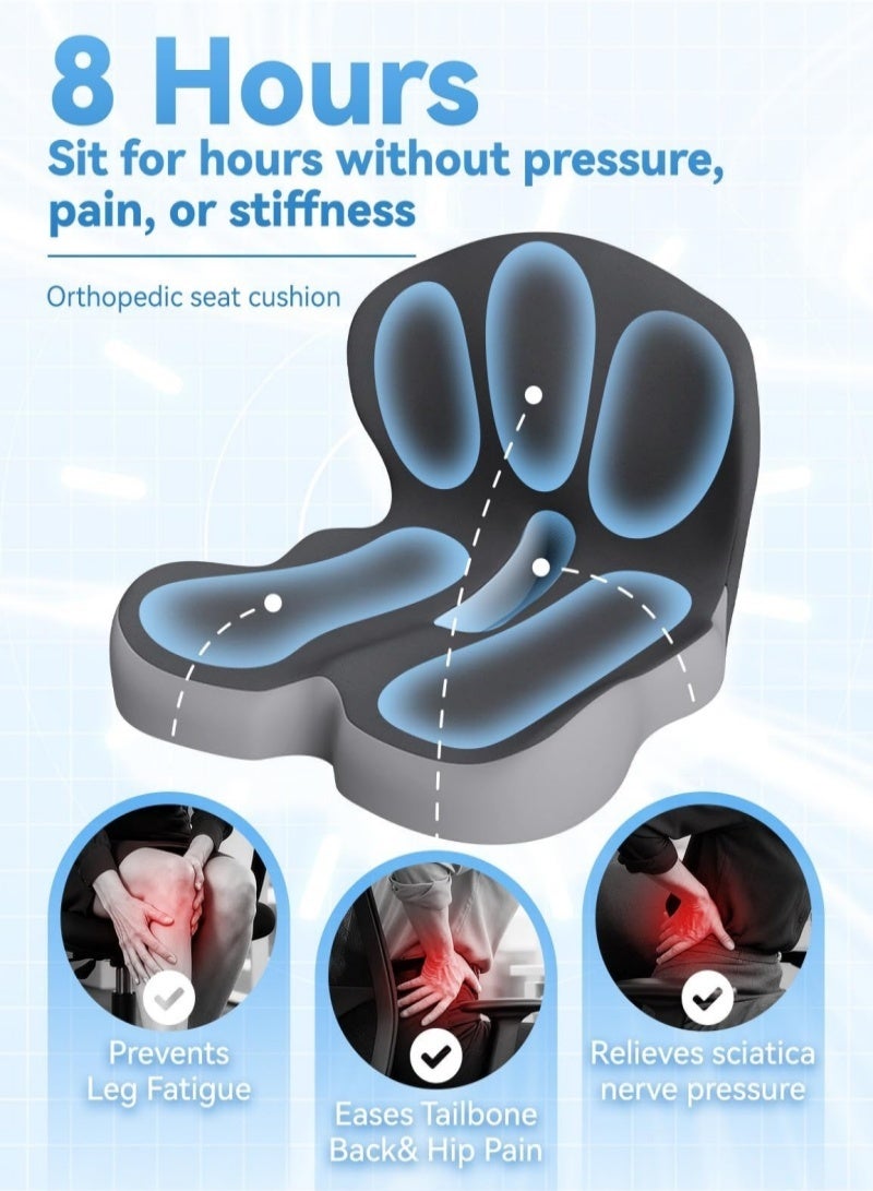 Orthopedic L Shaped Seat Cushion and Lumbars Support Pillows, Memory Foam Tailbone Pain Relief, Washable Removable Cover for Office/Gaming Chair, Car, Wheelchair - Image 2